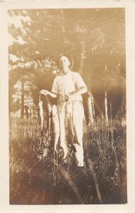 G80/ Interesting RPPC Postcard c1910 Man Fishing Catch Angler 16