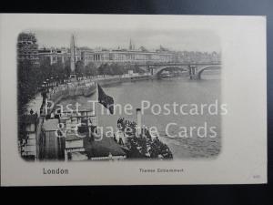 London FERRY TERMINAL Thames Embankment showing Paddle Steamer Ferry c1902 UB