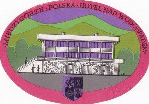 Poland Miedzygorze Nad Wodospadem Hotel Vintage Luggage Label sk2862