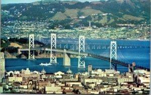 Vtg 1950's Oakland Bay Bridge San Francisco Bay California CA Postcard