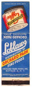 Buffalo / Rochester Orchard Park Coffee / Loblaws matchbook cover