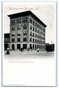 c1905 Greetings From Kankakee City National Bank Building Illinois IL Postcard