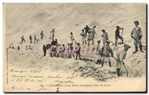 Old Postcard Militaria Alpine hunters clearance d & # 39A strategic road in t...