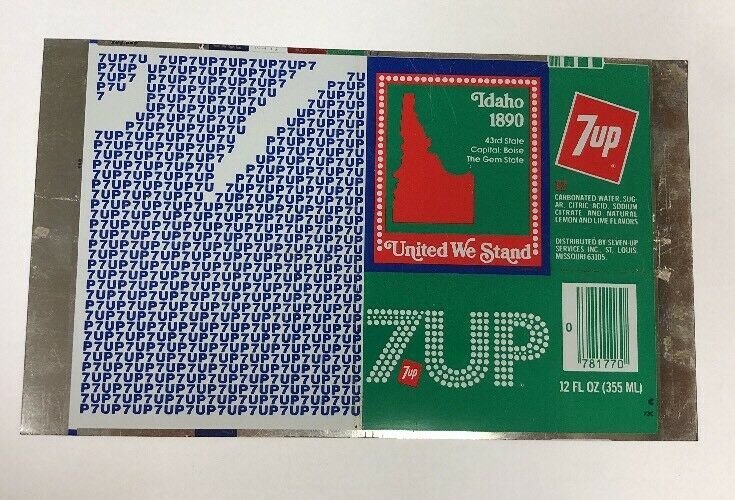 Idaho Unrolled Alluminio “7 Up” Can 1890 States - United Noi Stand