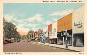 Greenville Mississippi Biz District w/ Rexall Drug Store Vintage Postcard TT0022