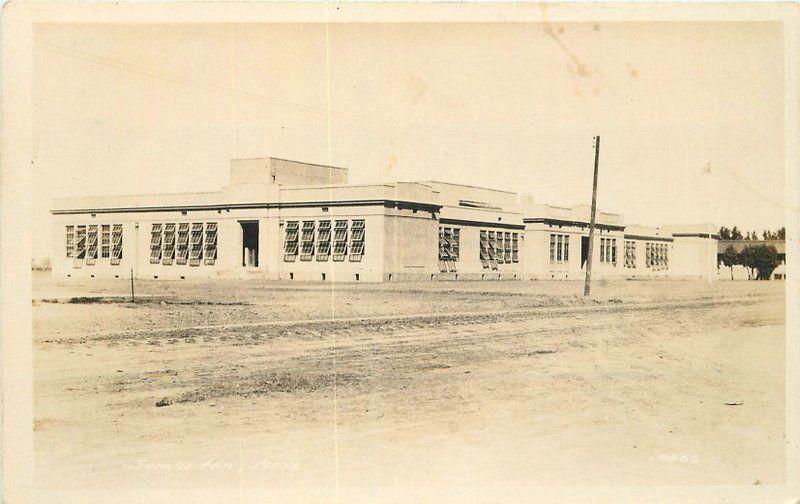 1920s Somerton Arizona RPPC Photo Postcard Yuma School Building 12398