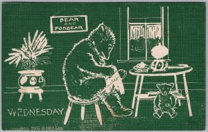 1907 D. Hillson Bear & Forbear Wednesday Anthropomorphic Teddy Bear Postcard H83