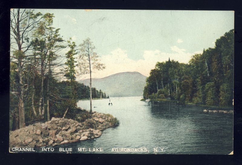 Indian Lake, New York/NY Postcard, Channel Into Blue Mountain Lake, 1910!