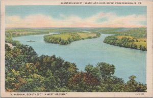 State View~Parkersburg West Virginia~Blennerhassett Island & Ohio River~Linen Pc 