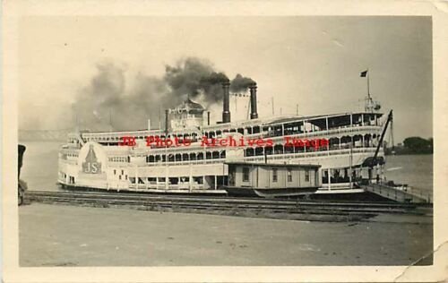 Streckfus Steamboat Line, RPPC, Sternwheel Excursion Steamer JS, Burlington Iowa 