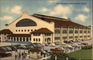 Forth Worth Texas TX Coliseum Classic Cars Linen Vintage Postcard 