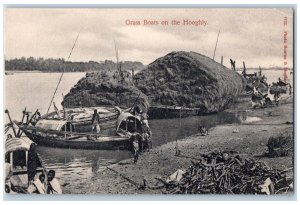 West Bengal India Postcard Grass Boats on the Hooghly c1905 Unposted Antique