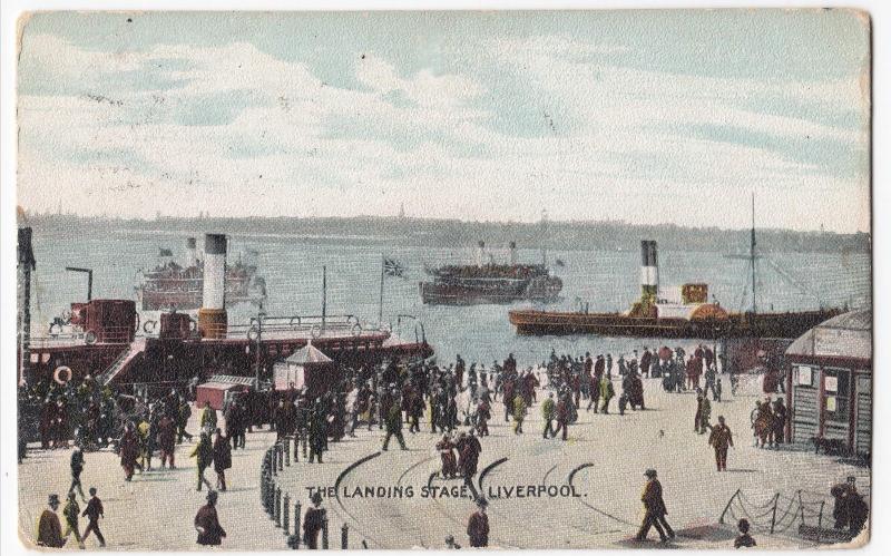 Liverpool; The Landing Stage PPC, Paddlesteamers & Working Class Crowd 