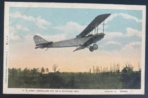 Mint Usa Picture Postcard US army Aeroplane Off On Scouting Trip