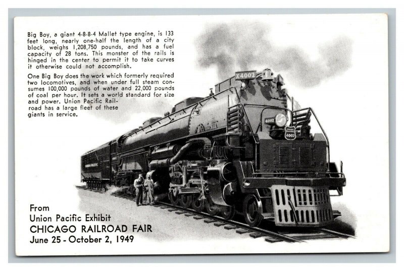 Vintage 1933 Postcard Union Pacific Exhibit Giant Train Chicago World's Fair