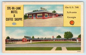 SYLVANIA, GA Georgia ~ SYL-VA-LANE MOTEL & Coffee Shoppe 1952 Roadside  Postcard