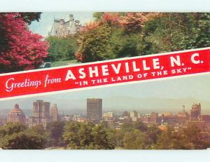 Unused Pre-1980 GREETINGS - TWO VIEWS OF CITY Asheville NC t4135@