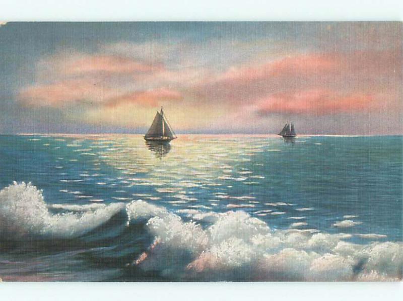 Linen SAILBOATS AND WAVES Milwaukee Wisconsin WI AE4545