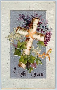 Webster City IA Postcard Easter Holy Cross Flowers Embossed Clapsaddle 1909