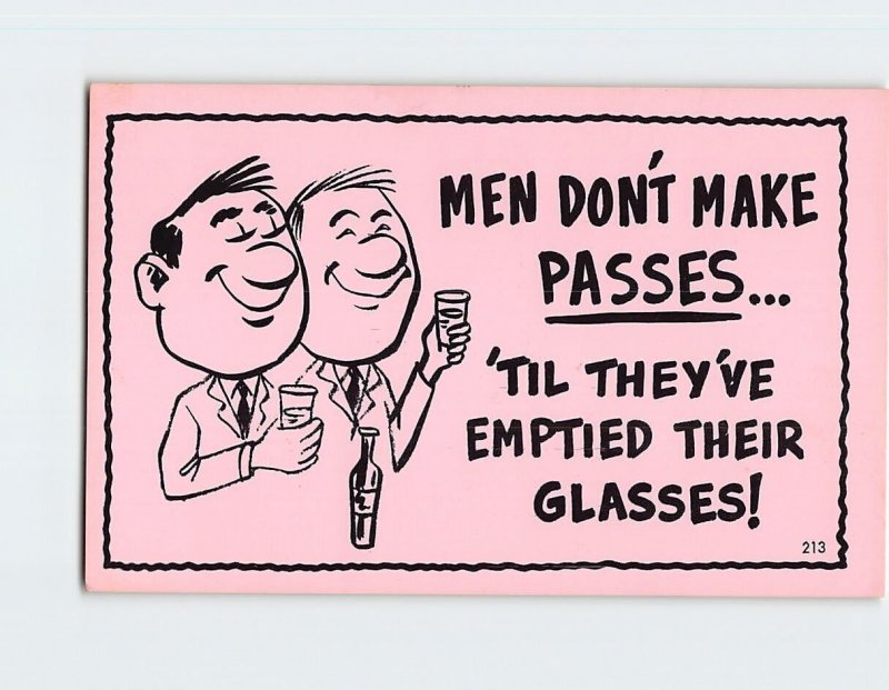 Postcard Men Don't Make Passes... 'Til They've Emptied Their Glasses!, Art Print