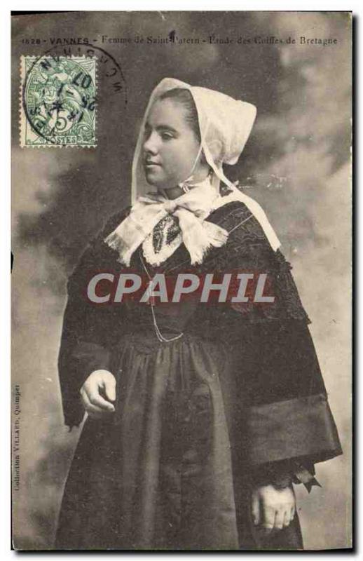 Postcard Old Woman Vannes Saint Patern Study of headpieces Britain Folklore