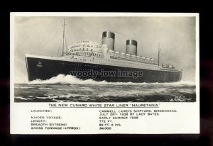 LS1712 - Cunard Liner - Mauretania - postcard