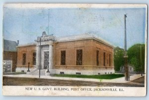 1909 New US Government Building Post Office View Jacksonville Illinois Postcard