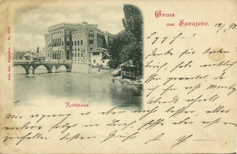 bosnia and herzegovina, SARAJEVO Сарајево, Town Hall (1898) Postcard