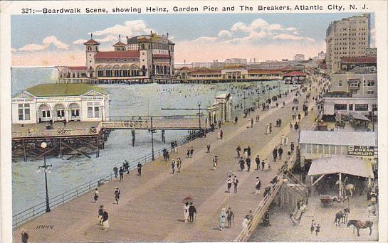 New Jersey Atlantic City Boardwalk Showing Heinz Pier Graden Pier and The Bre...