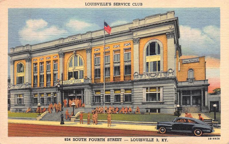 Louisville's Service Club, Louisville, Kentucky, Early Postcard, Unused