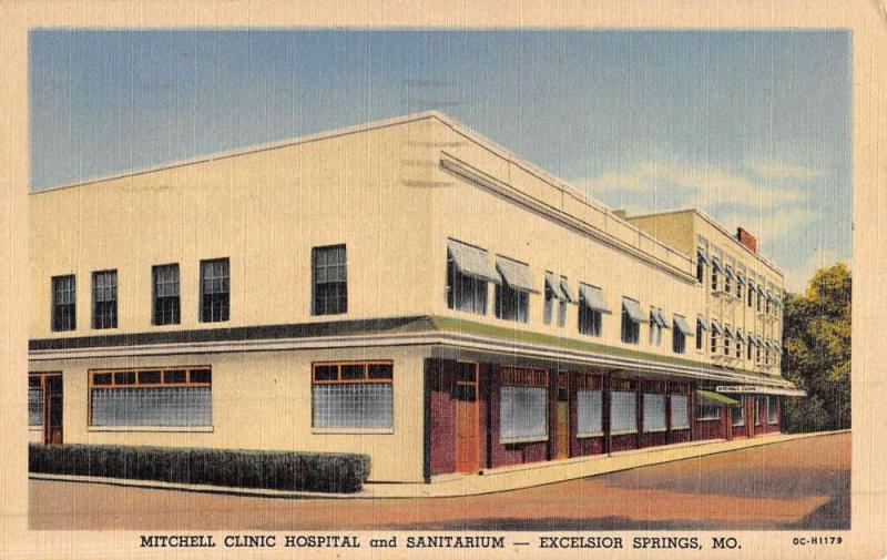 Excelsior Springs Missouri Mitchell Clinic Hospital Antique Postcard K50687