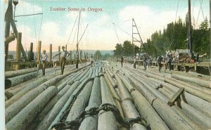 C-1910 Logging Lumber Scene Oregon Rieder # 3935 Postcard 20-4926