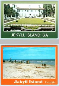 2 - 4x6 Postcards JEKYLL ISLAND, Georgia GA ~ Beach Scene &  CRANE COTTAGE