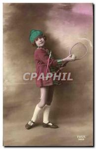 Postcard Old Tennis Children