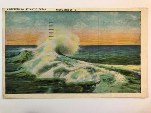 Vintage Postcard 1936 A Breaker on Atlantic Ocean Misquamicut Rhode Island