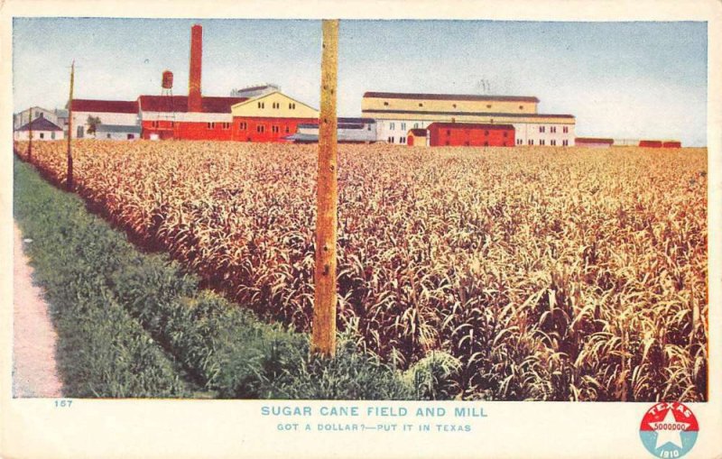 Texas birds eye view Sugar Cane Field and Mill antique pc ZB548007