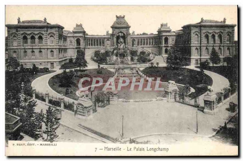 Old Postcard Marseille Le Palais Longchamp