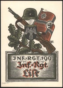 3rd Reich Germany Infantry Regiment 109 List Unit Propaganda Card UNUSED 108279