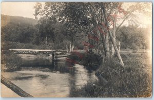 c1910s Scenic Creek Small Log Bridge Sharp RPPC Nature Stream Real Photo PC A193