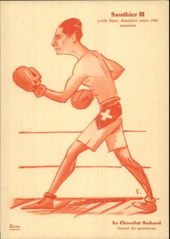 Suisse Swiss Boxing Caricatures Boxers Chocolats Suchard Set 6 Postcards gfz