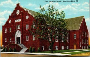 Vintage 1930's First Baptist Church West Frankfort Illinois IL Linen Postcard