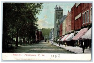 c1910 Market St. Streetcar Exterior Building Parkersburg West Virginia Postcard