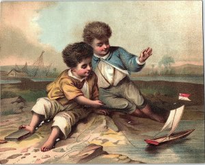 1880's Kids Beach Toy Boat Marks Bros Rev. J. Henry Smythe Trade Card &N