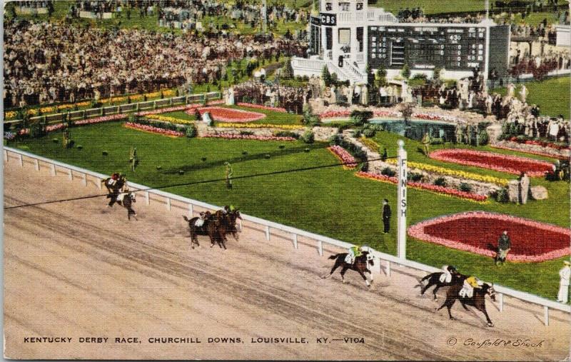 Kentucky Derby Race Churchill Downs Louisville KY Linen UNUSED Postcard E49