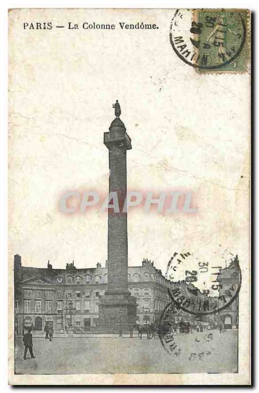 Old Postcard Paris Vendome Column