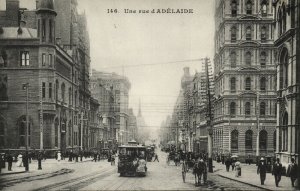 australia, SA, ADELAIDE, Street Scene, Tram (1910s) Postcard