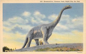 Brontosaurus, Dinosau Park Rapid City, South Dakota, USA Stamp on back 