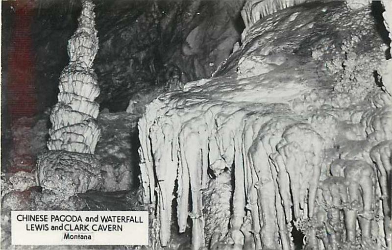 RPPC of the Chinese Pagoda & Waterfall, Lewis and Clark Caverns Montana. MT