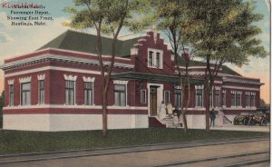 Postcard Railroad Union Pacific Passenger Depot Showing East Front Hastings NE