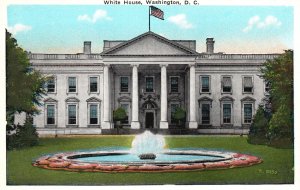 Vintage Postcard White House Fountain Building Landmark Home Washington D. C.